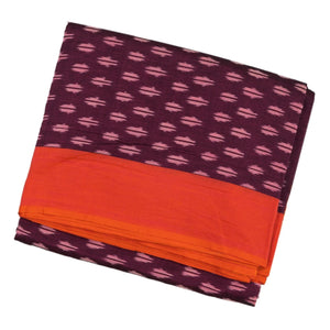 Mauve Handwoven Orissa Cotton Saree With Tie & Dye Floral Motifs