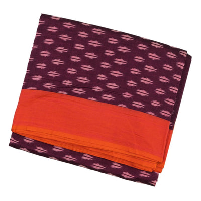 Mauve Handwoven Orissa Cotton Saree With Tie & Dye Floral Motifs