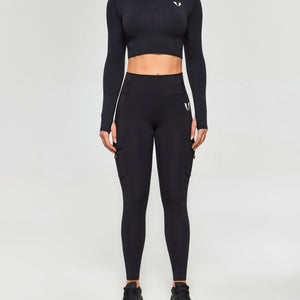PowerMove Thermal Fleece Cargo Leggings - Black