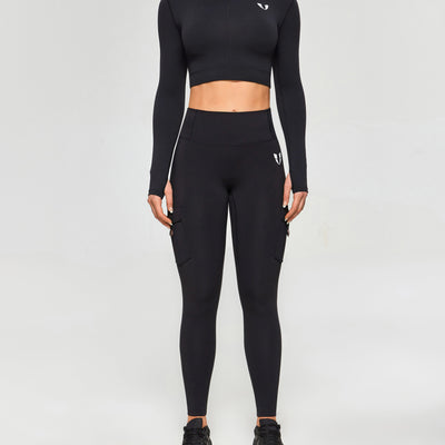 PowerMove Thermal Fleece Cargo Leggings - Black