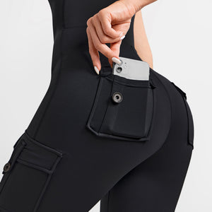 Cargo Pocket Long Bodysuit - Black