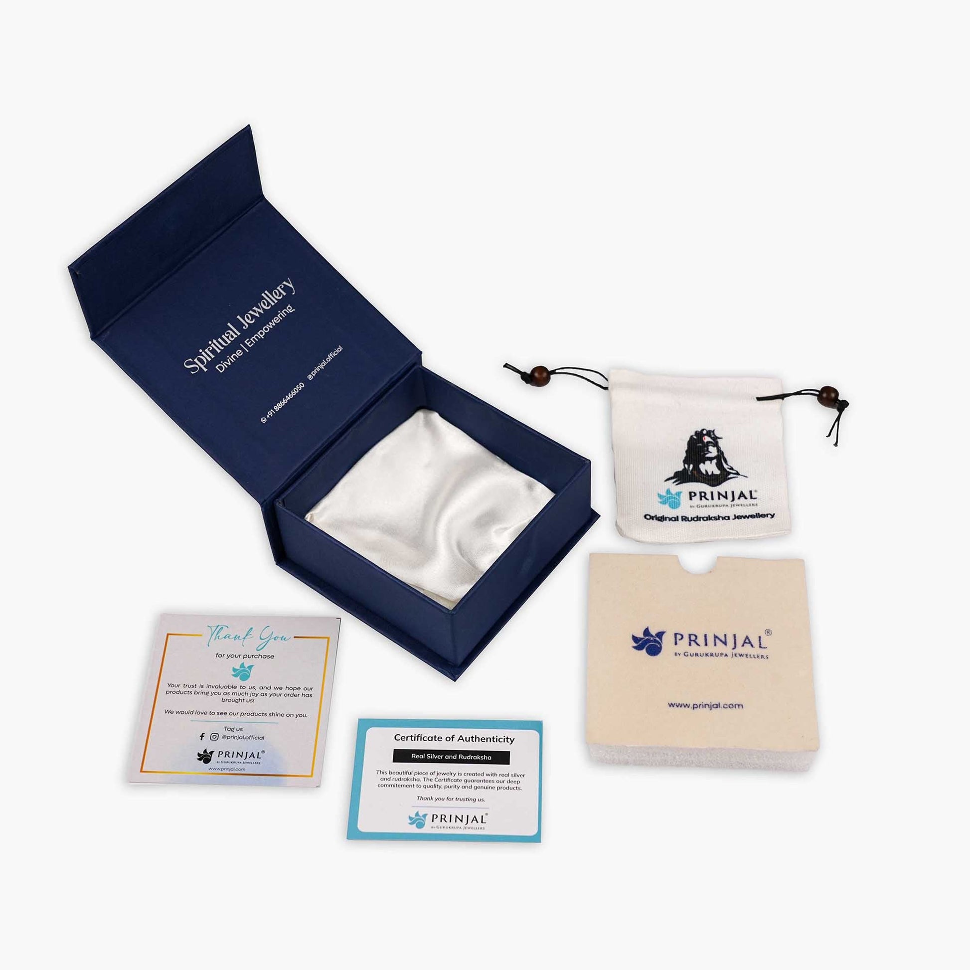 Rudraksha Silver Shiva Damru Bracelet