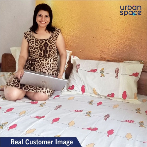 Fitted King Size Cotton Bedsheet - humming bird