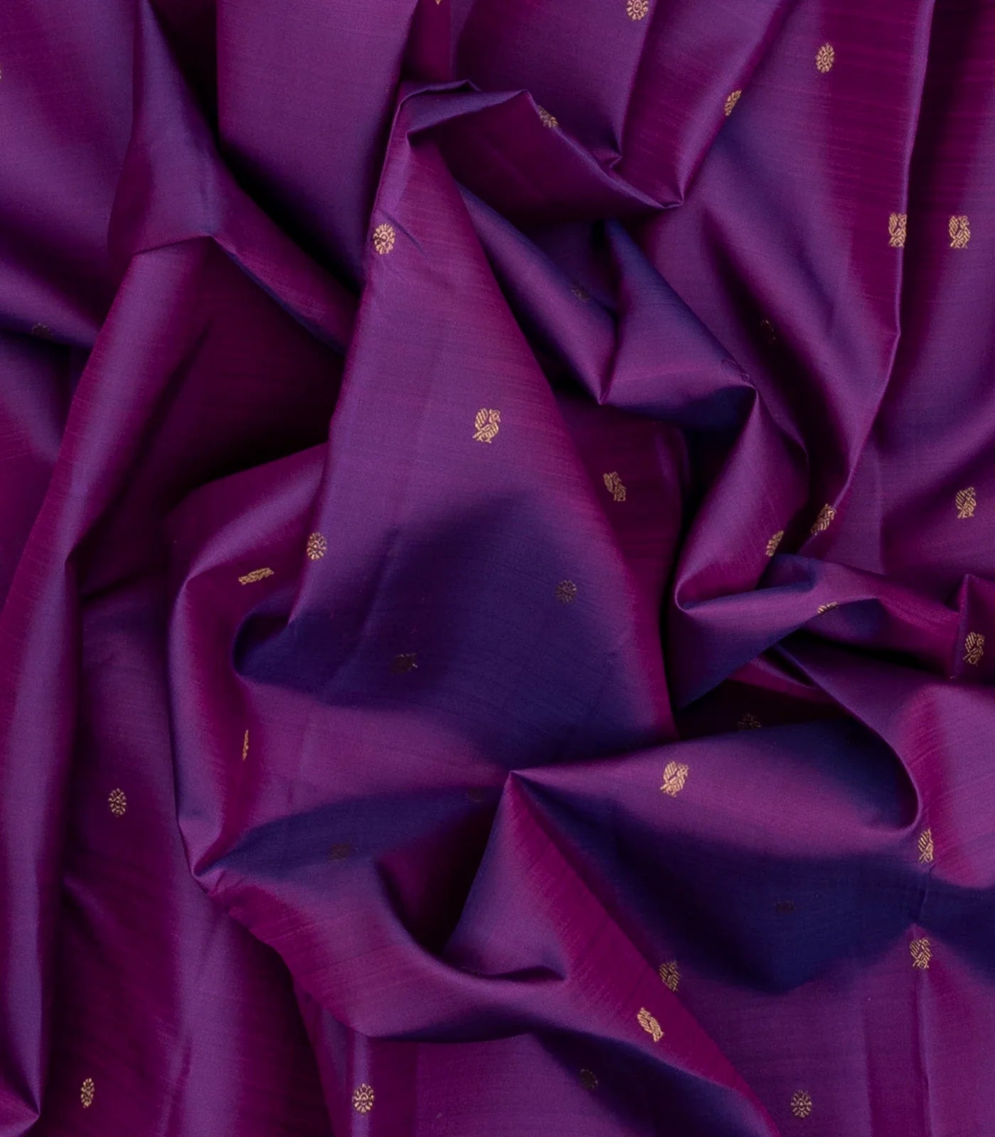 Purple Handloom Kanchipuram Silk Saree With Corner Buttas