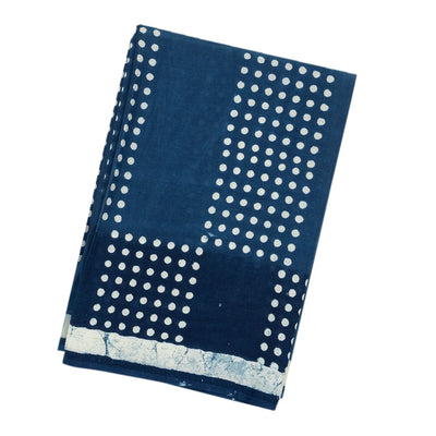 Indigo Jaipur Cotton Saree With With small printed polka dots across the saree