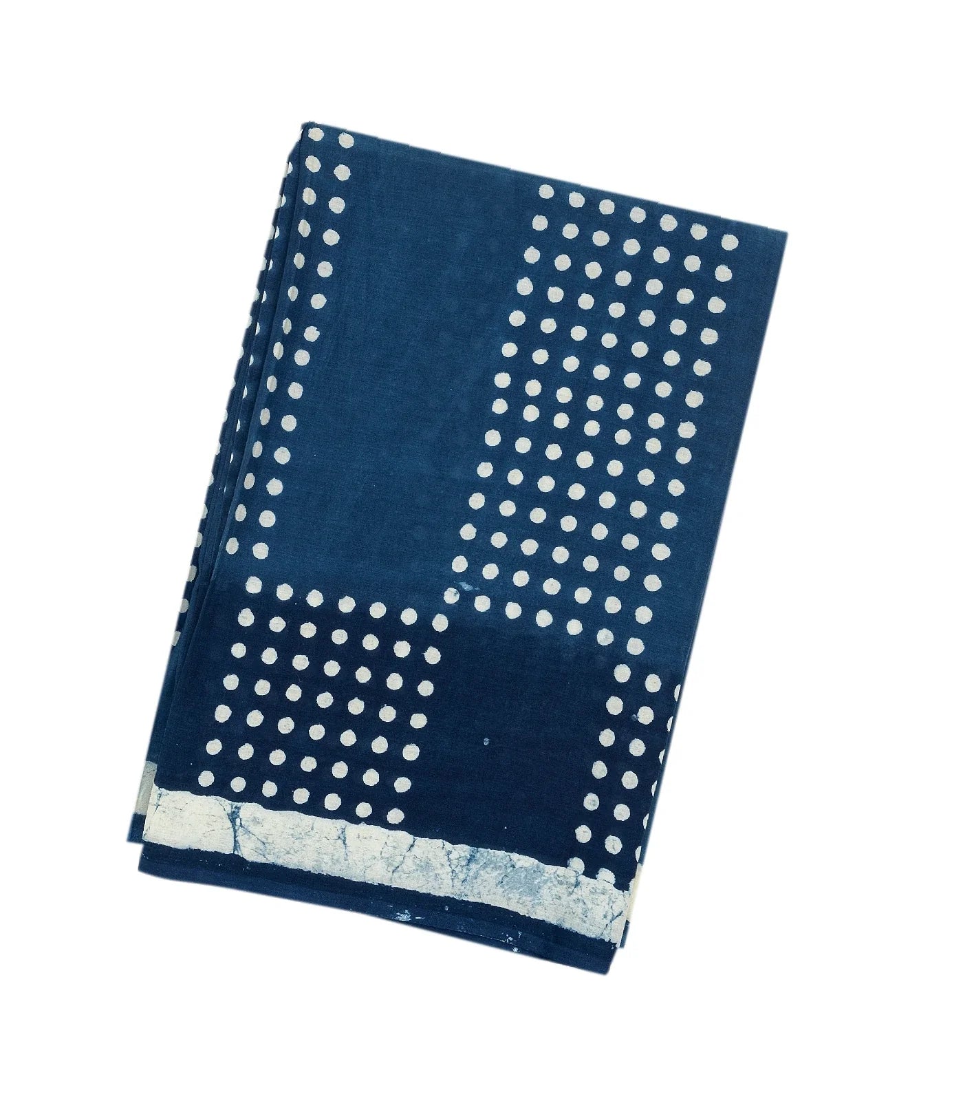 Indigo Jaipur Cotton Saree With With small printed polka dots across the saree