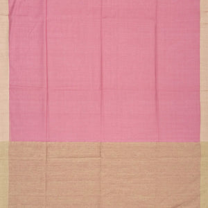 Dusty Pink Handloom Bengal Cotton Saree With Taupe Border