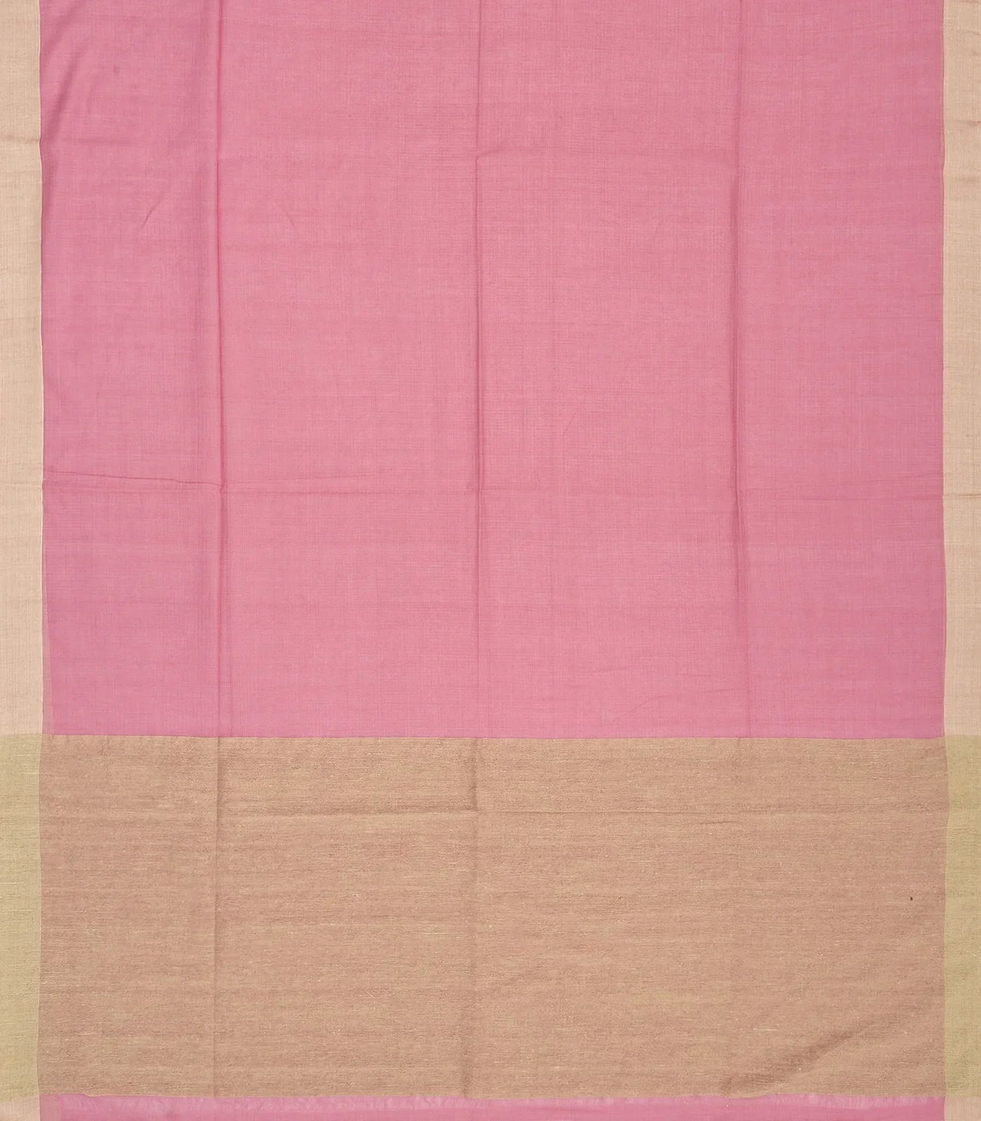 Dusty Pink Handloom Bengal Cotton Saree With Taupe Border