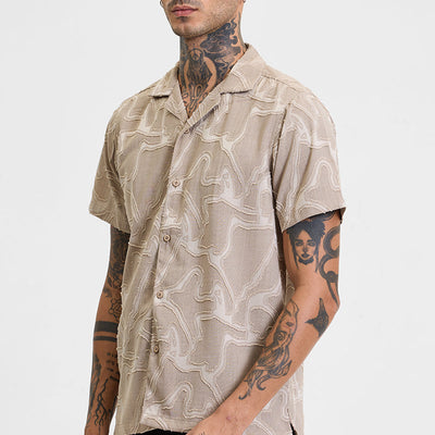 Beige Abstract Box Fit Shirt