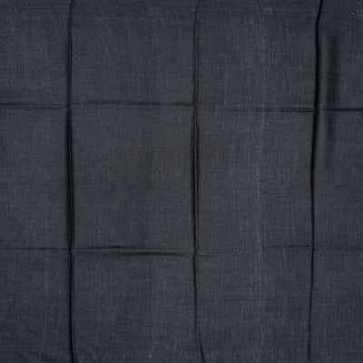 Dark Grey Handloom Tussar Silk Saree With Printed With Floral Motifs