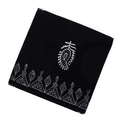 Black Woven Jaipur Cotton Saree Printed With Mango Motifs