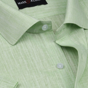 Core Cotton linen Green Half Sleeve Shirt