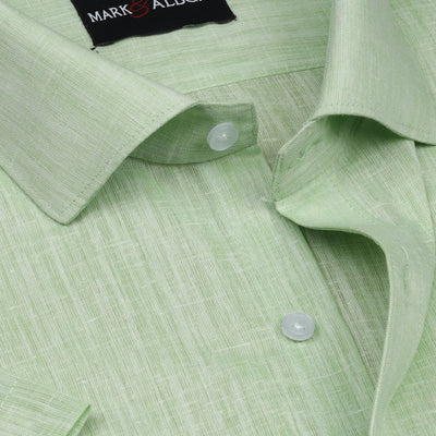 Core Cotton linen Green Half Sleeve Shirt