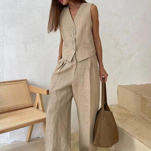 Hodor Statement Linen Vest Suit with Pants