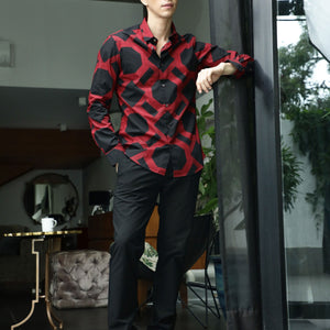 Rare Rabbit Men'S Eddard Black Shirt Cotton Fabric Collared Neck Full Sleeves Button Closure