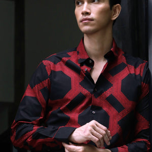 Rare Rabbit Men'S Eddard Black Shirt Cotton Fabric Collared Neck Full Sleeves Button Closure