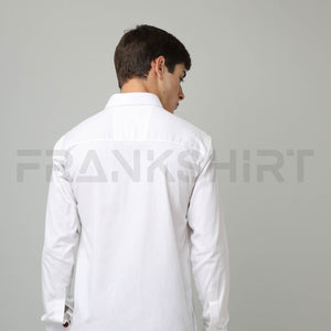 Frankshirt Double Pocket White Solid Tailored Fit Cotton Casual Shirt for Man