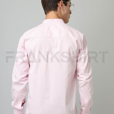 Frankshirt Chinese Collar Light Pink Tailored Fit Cotton Casual Shirt for Man