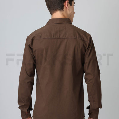 Frankshirt Double Pocket Mehandi Solid Tailored Fit Cotton Casual Shirt for Man
