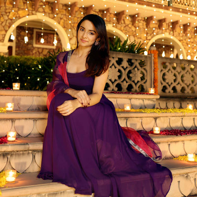 Majestic Mirror Purple Georgette Suit Set