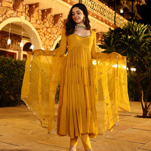 Shimmering Mustard Sequin Georgette Suit Set