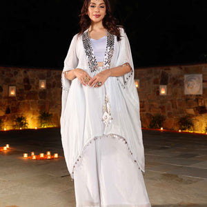 Blue Bay Mirror Work Silk Coord Set