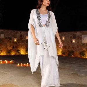 Blue Bay Mirror Work Silk Coord Set
