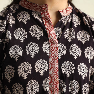 Black - Bagh Block Printed Cotton Kurta with Palazzo Set