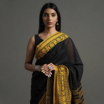 Black - Begampuri Handloom Cotton Saree