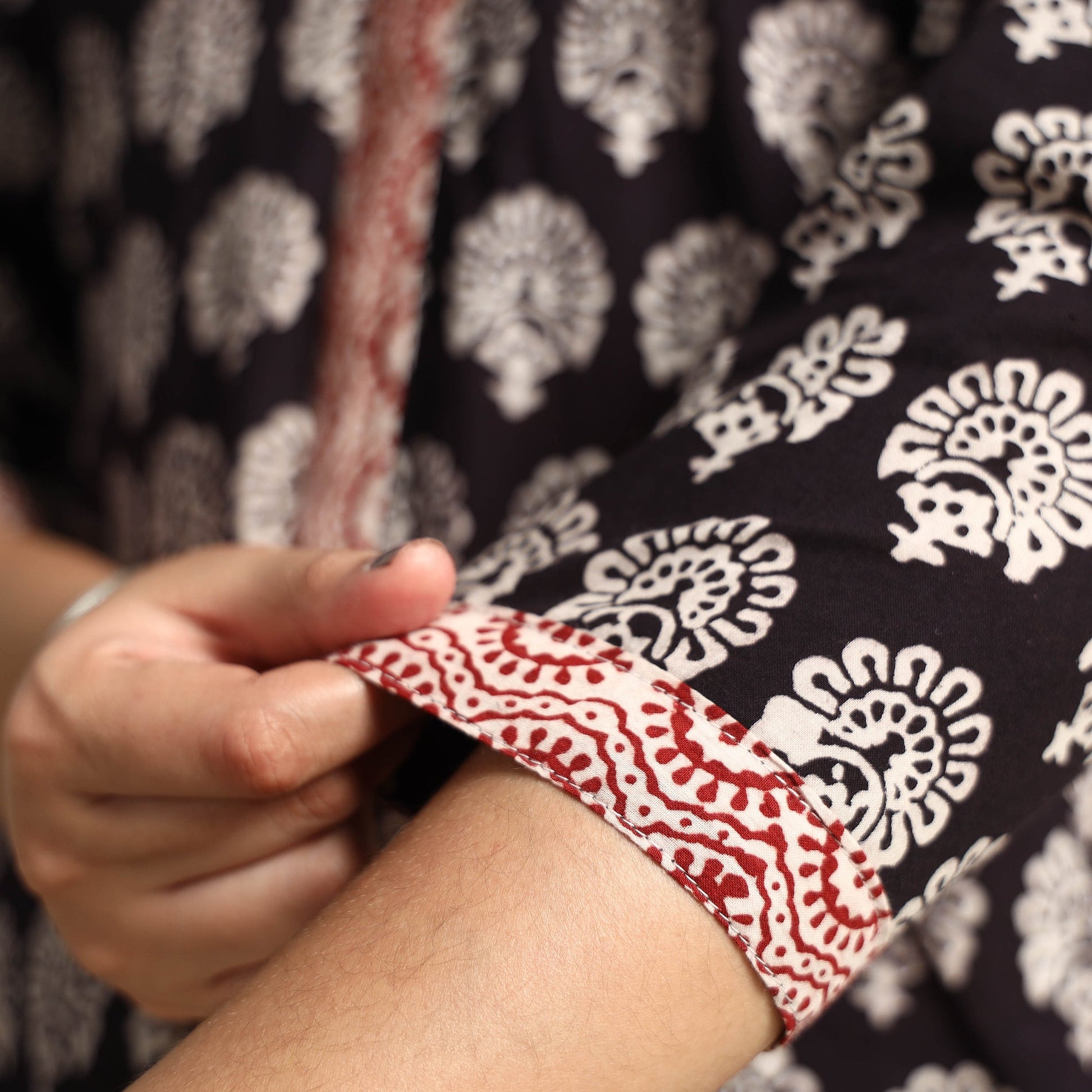Black - Bagh Block Printed Cotton Kurta with Palazzo Set