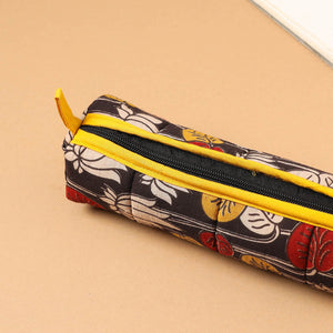 Black - Handcrafted Quilted Cotton Pencil Pouch 05