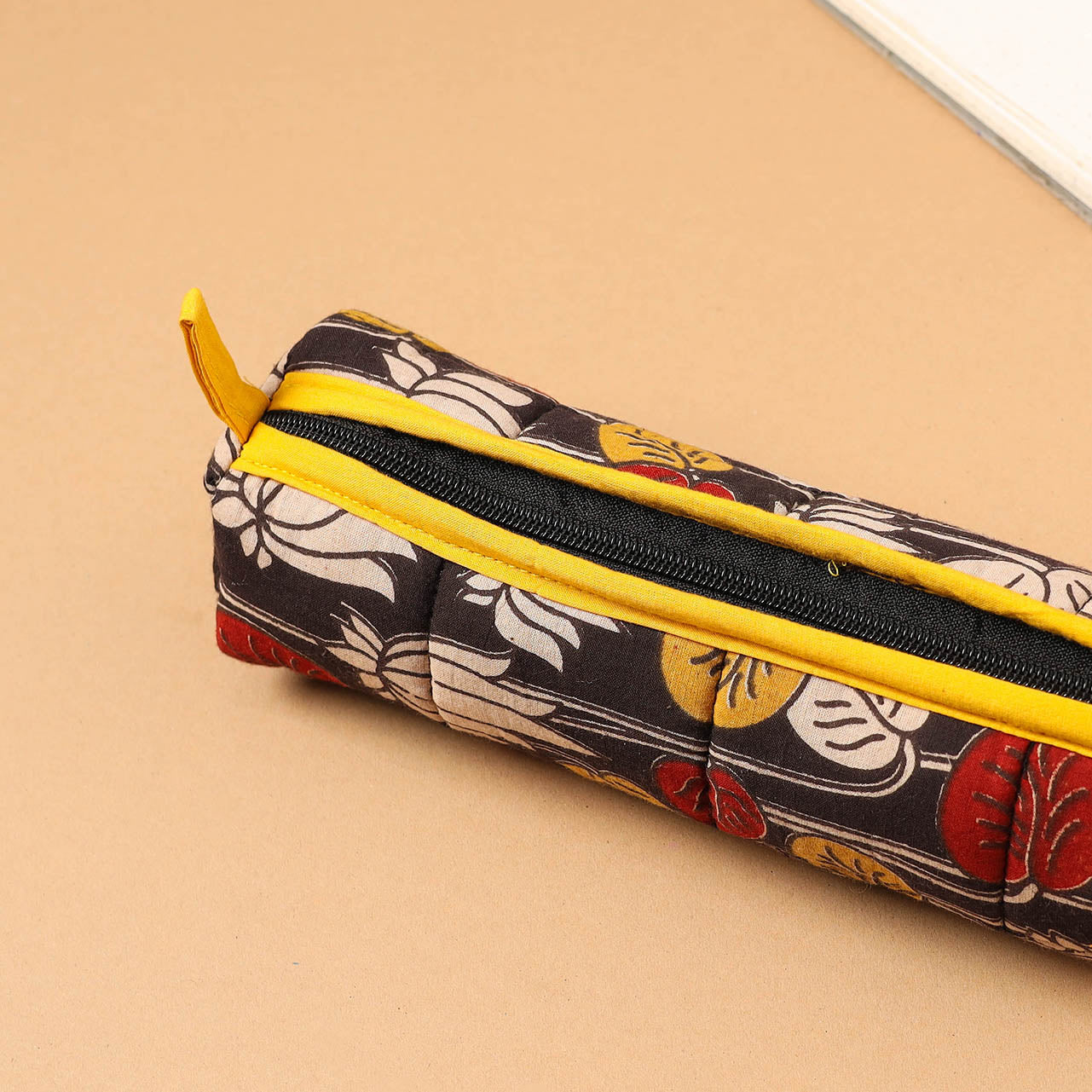 Black - Handcrafted Quilted Cotton Pencil Pouch 05