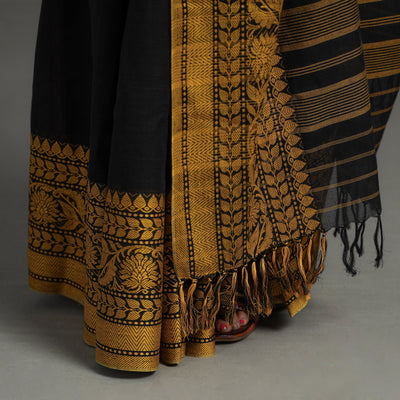 Black - Begampuri Handloom Cotton Saree