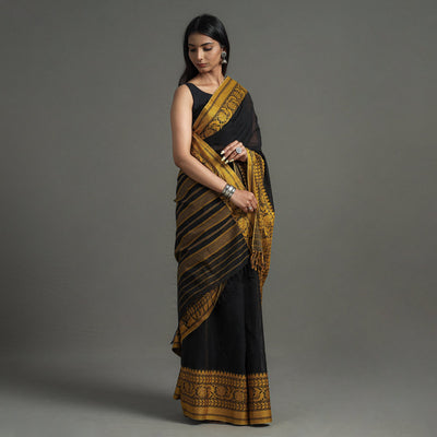 Black - Begampuri Handloom Cotton Saree