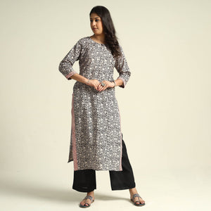 Black - Bagh Block Printed Cotton Kurta with Palazzo Set