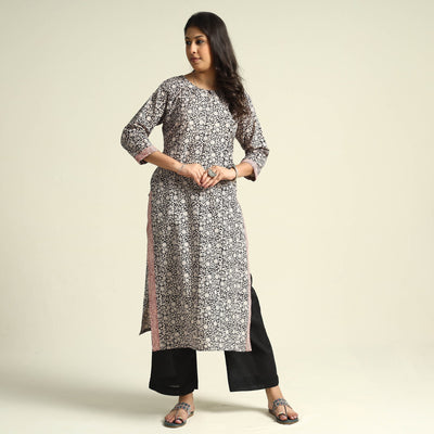Black - Bagh Block Printed Cotton Kurta with Palazzo Set