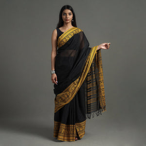 Black - Begampuri Handloom Cotton Saree