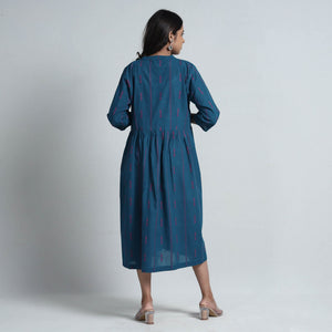 Blue - Exquisite Jacquard Cotton Dress