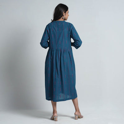 Blue - Exquisite Jacquard Cotton Dress