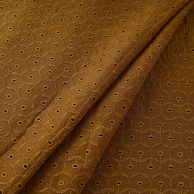 Brown - Floral Embroidered Cotton Hakoba Fabric 04