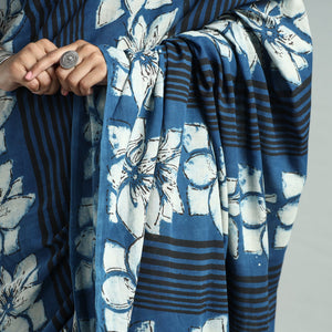 Blue - Bindaas Art Block Printed Natural Dyed Cotton Saree 29