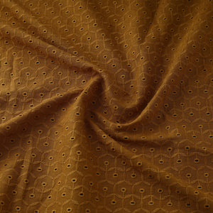 Brown - Floral Embroidered Cotton Hakoba Fabric 04