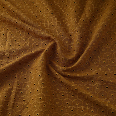 Brown - Floral Embroidered Cotton Hakoba Fabric 04