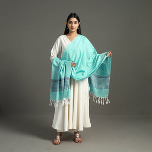 Blue - Chendamangalam Kuriappilly Cotton Handloom Dupatta 04