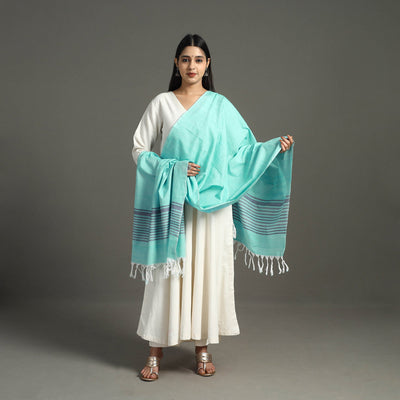 Blue - Chendamangalam Kuriappilly Cotton Handloom Dupatta 04