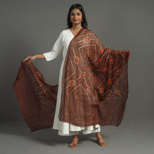 Brown - Kutch Tie-Dye Cotton Bandhani Dupatta 04