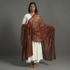 Brown - Kutch Tie-Dye Cotton Bandhani Dupatta 04