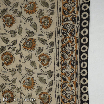Black - Pedana Block Print Cotton Kalamkari Saree 07