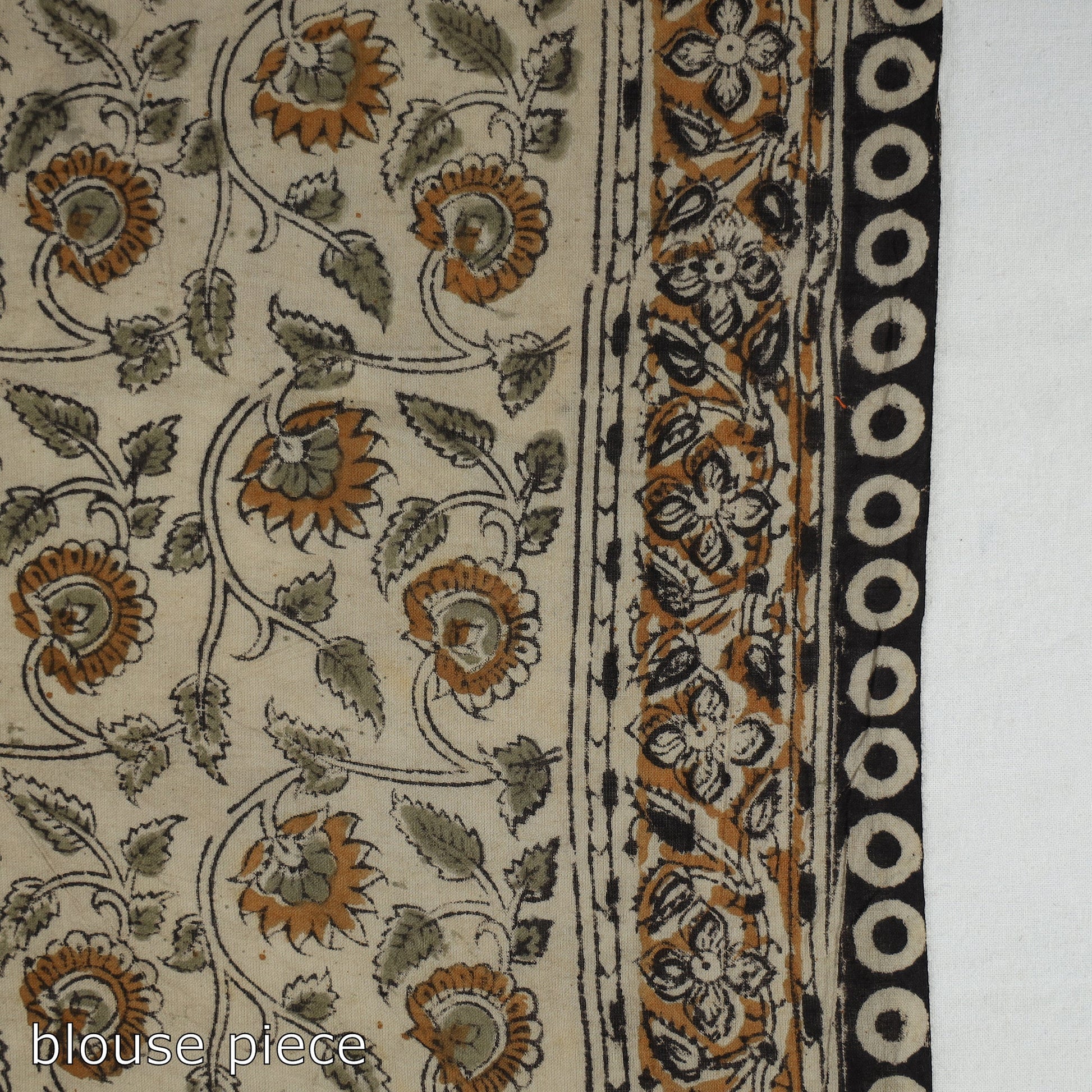 Black - Pedana Block Print Cotton Kalamkari Saree 07