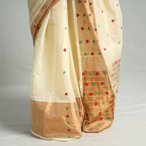 Beige - Traditional Venkatagiri Handloom Cotton Big Zari Border Saree with Thread Buti 20